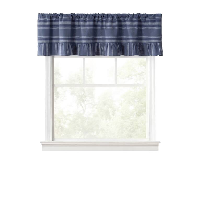 Martha Stewart Ruffle Stripe Valance or Tier Pair Curtain Collection