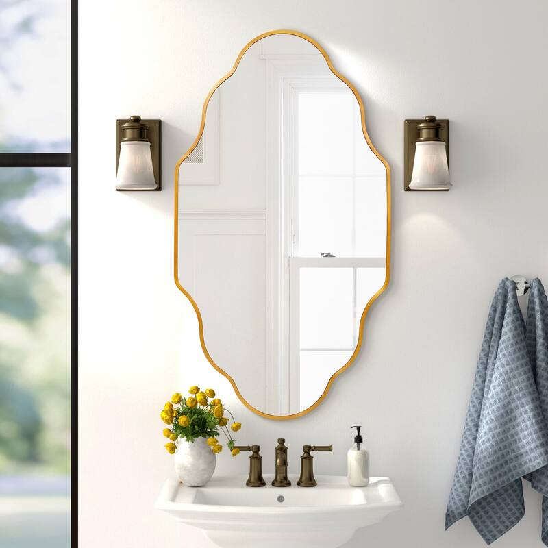 Scalloped Aluminum Alloy Framed Irregular Wall Mirror
