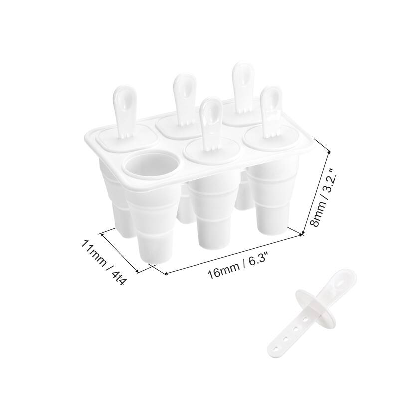 Collapsible Ice Pops Molds 6Pcs, Ice Cube Trays with Funnel and Brush - White