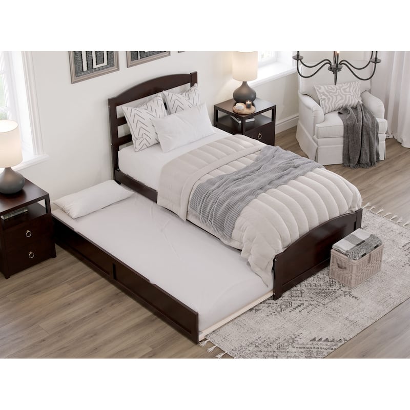 Warren Solid Wood Platform Bed with Footboard and Twin XL Trundle