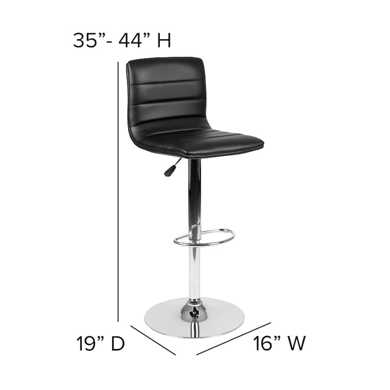 Modern Vinyl Stitch Back Adjustable Height Barstool - 16"W x 19"D x 35" - 44"H