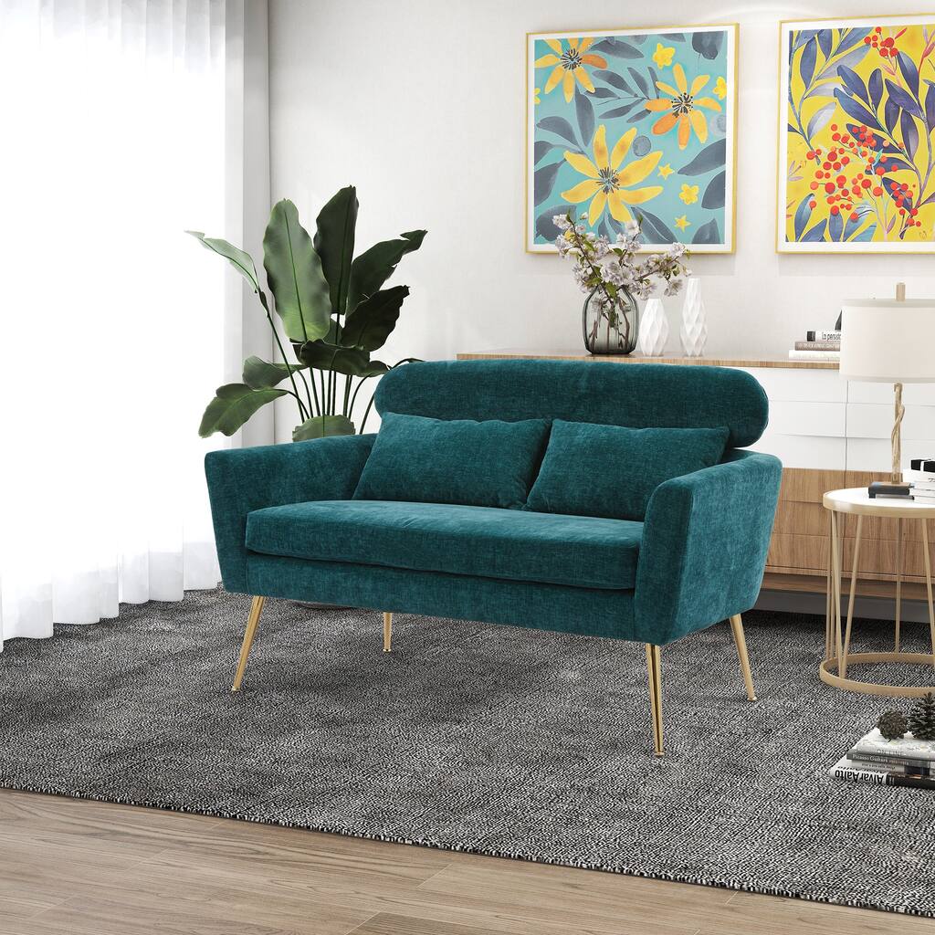 Chenille Loveseat Small Sofa Small Mini Room Couch Two-seater Sofa Arm Chairs
