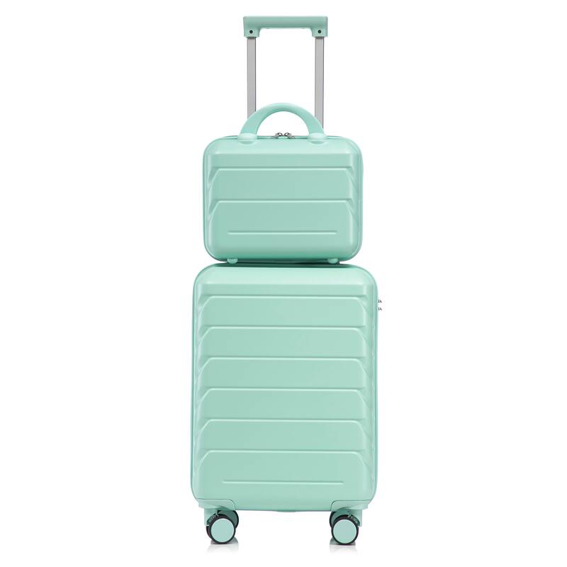 14"/20" ABS Spinner Wheel Luggage w/Combination Lock & Cosmetic Case