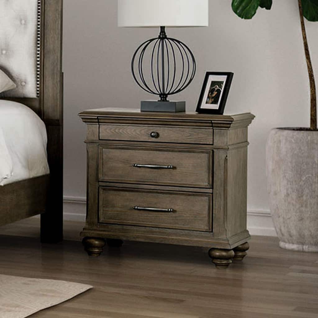 Furniture of America Rubb Aged Oak Wood 3-Drawer Nightstand