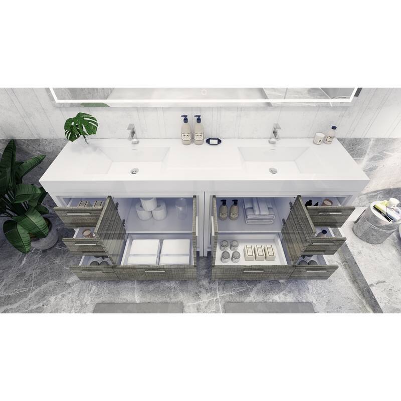 Dove 84'' Freestanding Vanity with Double Reinforced Acrylic Sink
