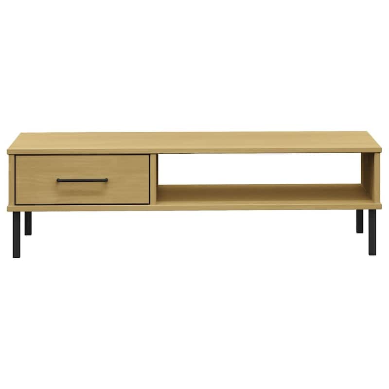 vidaXL Coffee Table Accent Side Sofa End Table with Metal Legs Solid Wood OSLO - 39.4" x 21.7" x 11.4"