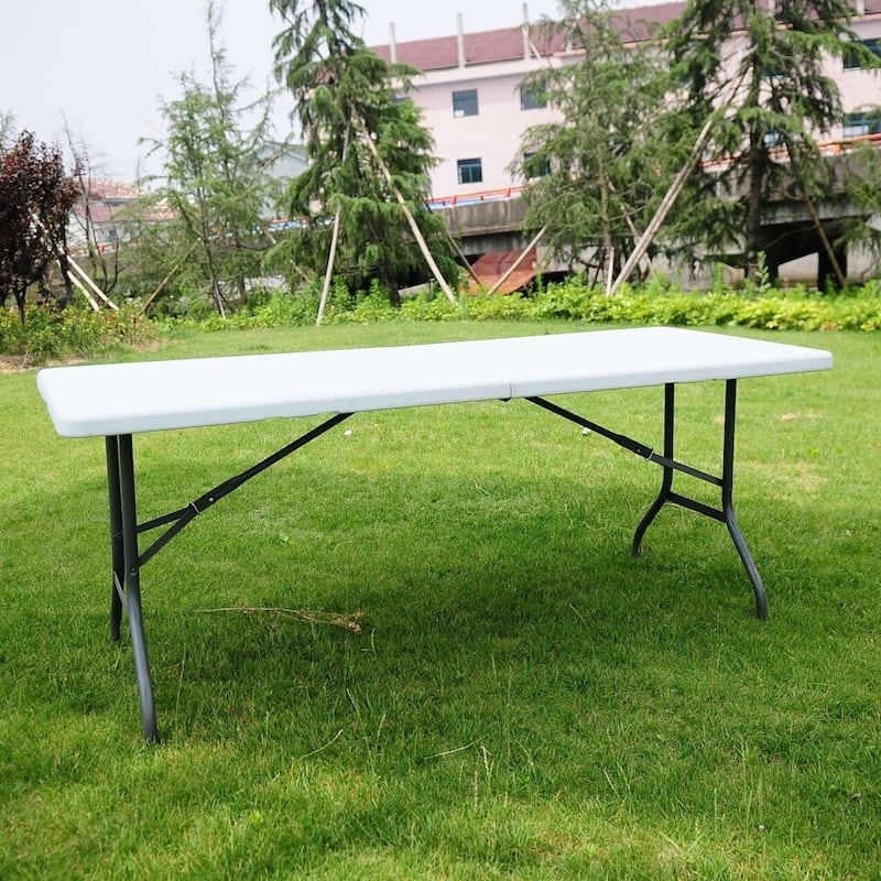 Indoor/Outdoor 6-foot Plastic Portable Camping Picnic Table - Off-White