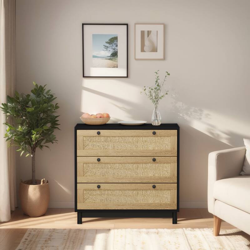 Credenza Storage Closet Chest of Drawers Base Cabinet - Black