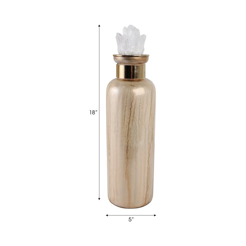 Glass Decorative Vase Glam Accent with Stone Details Modern Style