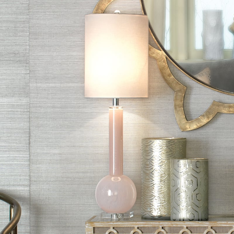 Jamie Young Studio Glass Table Lamp With Tall Thin Drum Shade
