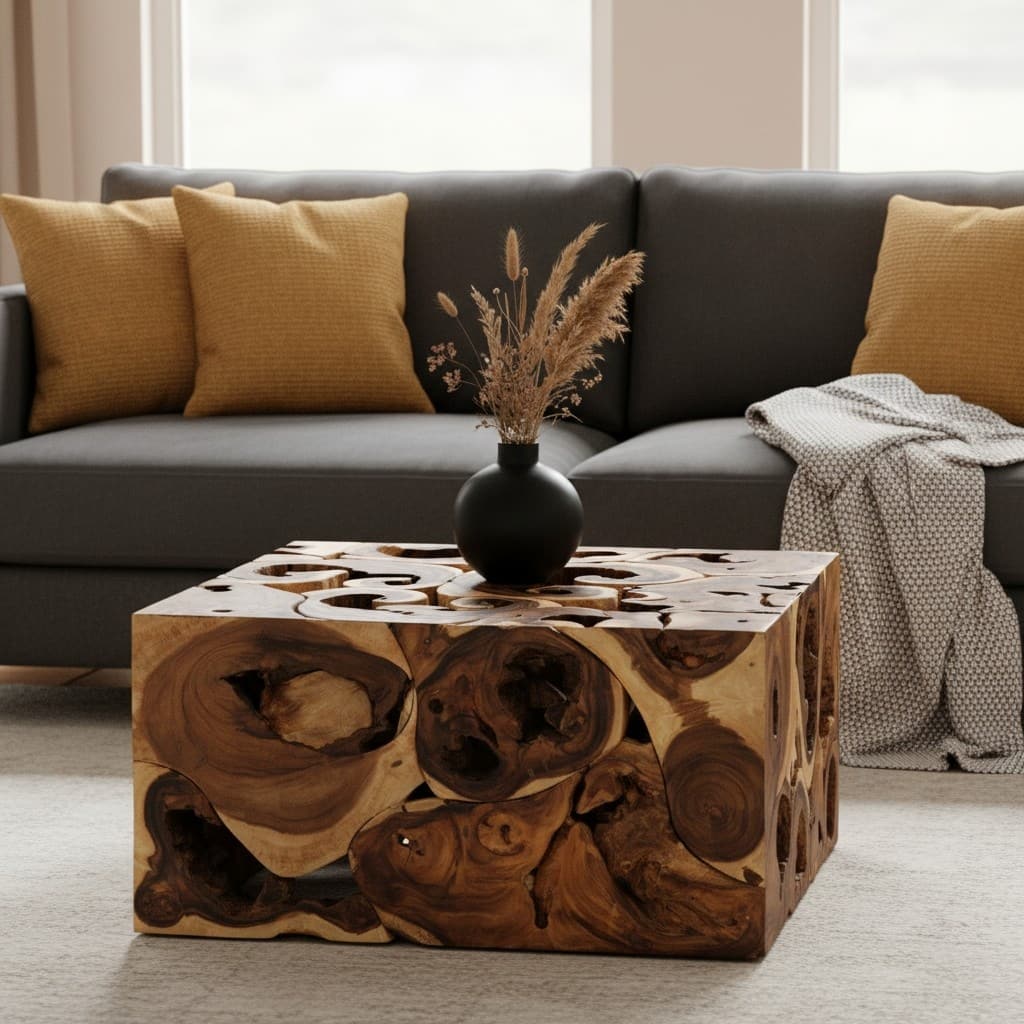 Borneo Suar Square Wooden Cocktail Table