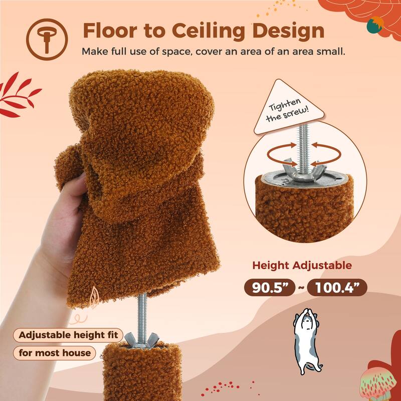 Adjustable Tall Cat Tree Cat Tower with Condo, Hammock and Scratching Post