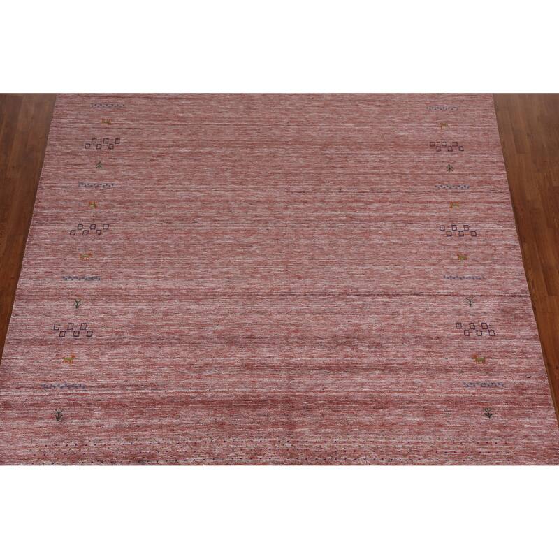 Hand Knotted Oriental 100% Wool Carpet Tribal Tribal Peach Gabbeh Area Rug - 11' 3'' X 9' 1''
