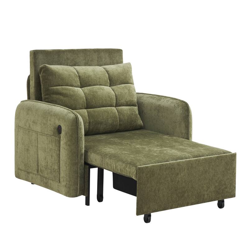 3-in-1 Multi-functional Tufted Chenille Lounge with Storage Space by Harper&Bright Designs