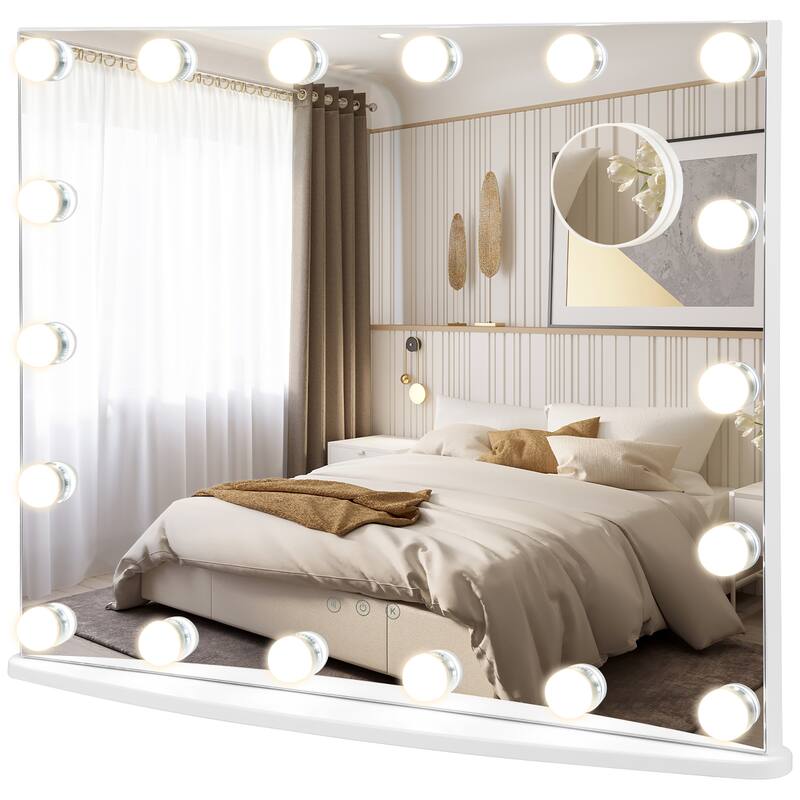 Costway Vanity Mirror w/ Lights 3 Color Lighting Modes Tabletop & - See Details - White - See Details