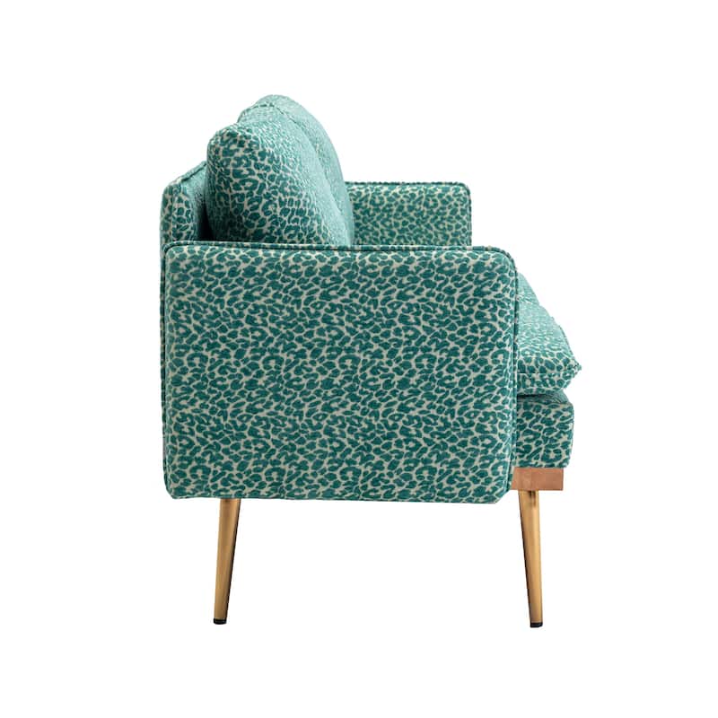 Polyester Upholstered Living Room loveseats sofa With Golden Legs