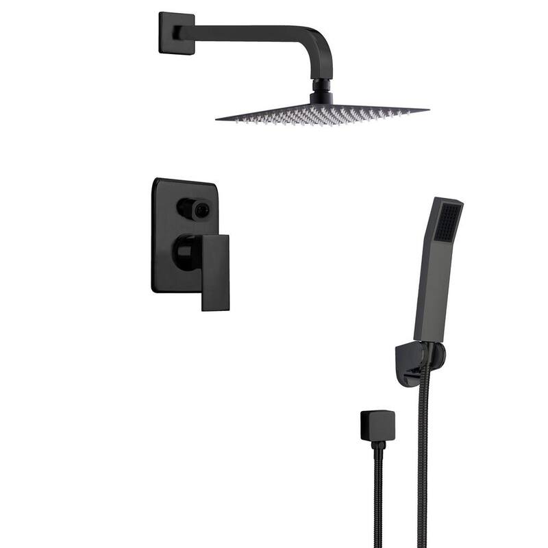 Narmada 2-Function Rain Shower System w/Head Hand shower & rough-in - Matte Black