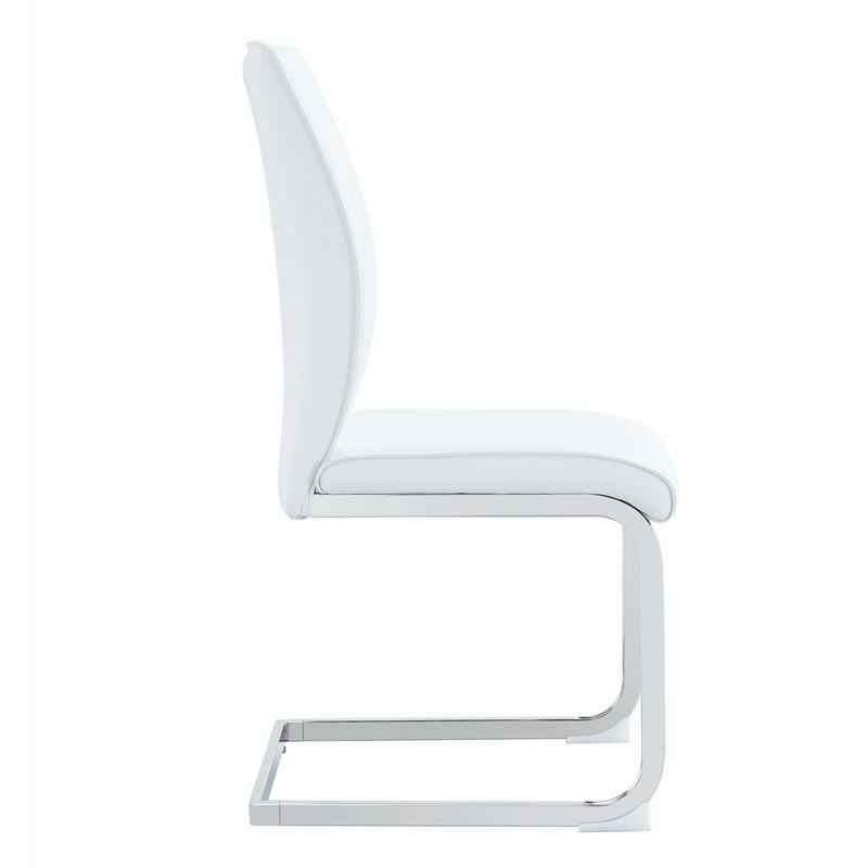Roomfitters PU Dining Chairs with Arched Gold Metal Legs, High Resilience Upholstered Set of 8 for Dining Room