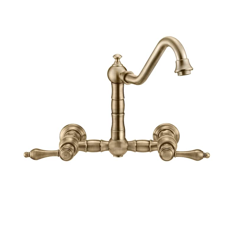 Vintage III Plus Wall Mount Faucet with a Long Traditional Swivel Spout, Lever Handles and Solid Side Spray