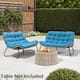 Option 2PC - Blue cushion,Brown rattan,Black frame