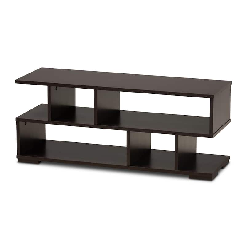 Arne Modern and Contemporary Dark Brown Finished Wood TV Stand - 14.6" High x 35.4" Wide x 11.8" Deep