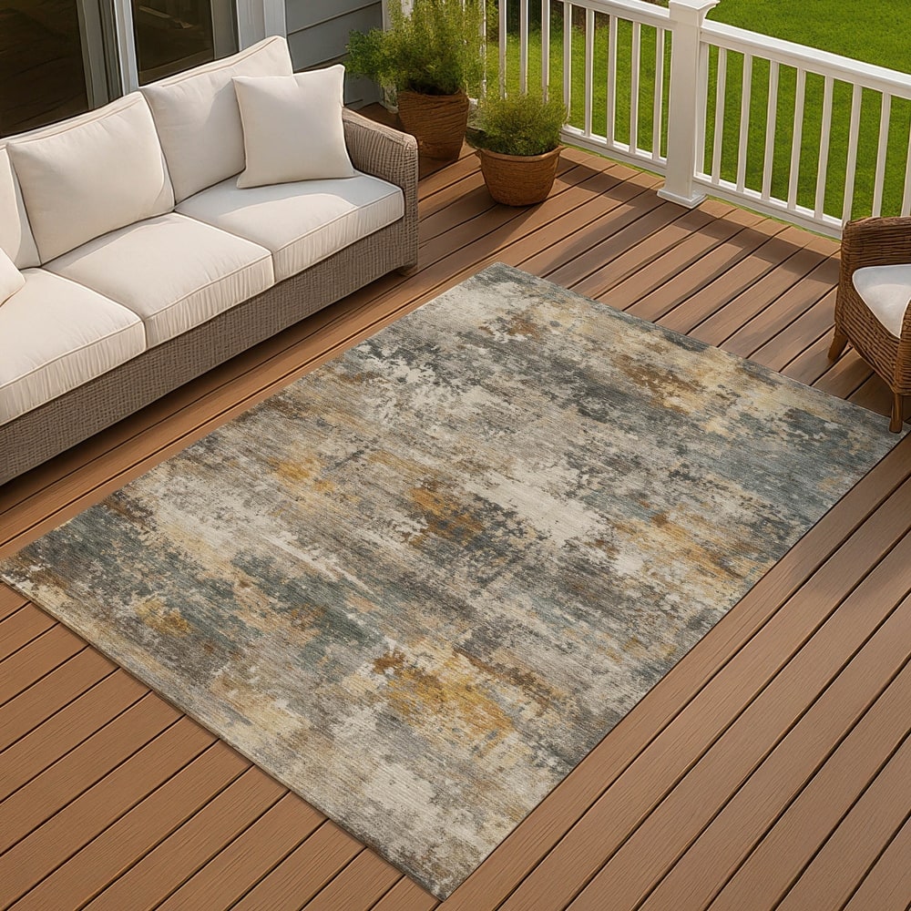 Machine Washable Indoor/ Outdoor Modern Blend Chantille Rug