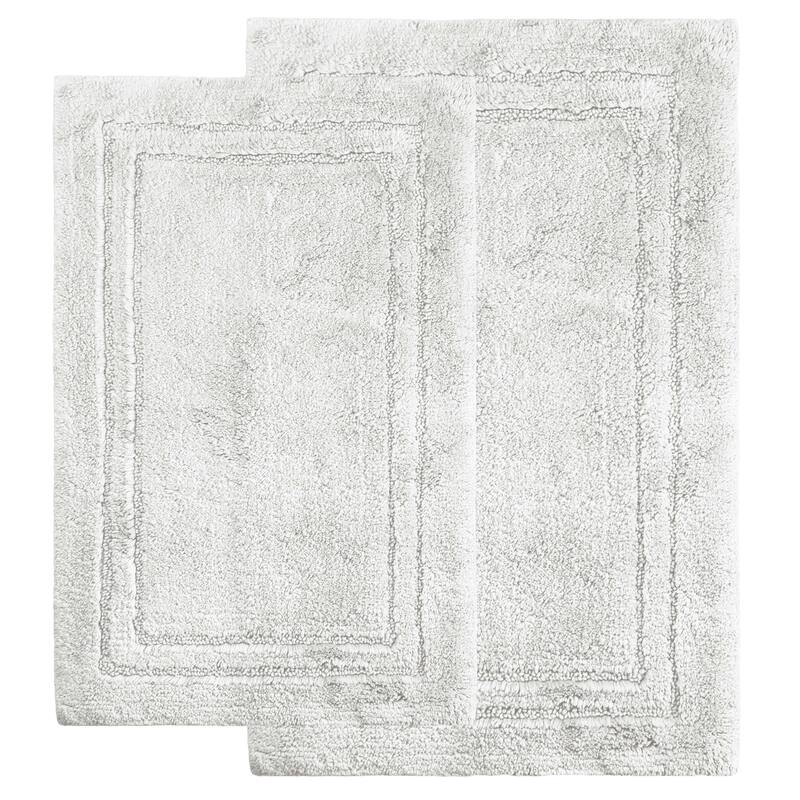 Superior Cotton Solid Non-slip Backing 2-Piece Bath Rug Set - White