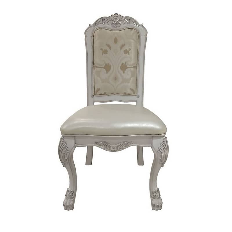 Bone White/White Faux Leather Upholstered Wood Frame Dining Chair, Set of 2, Sturdy Dining Chair for Dining Rooms - 21.75