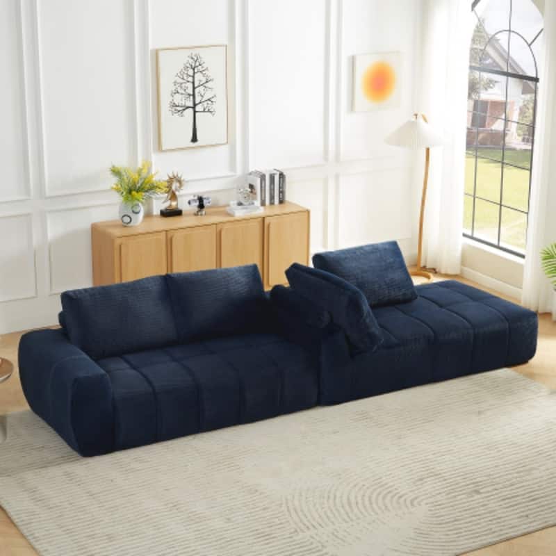 111.4" L-Shaped Mnimalist Faux Fur Sectional Oversized Sofa for Living Spaces