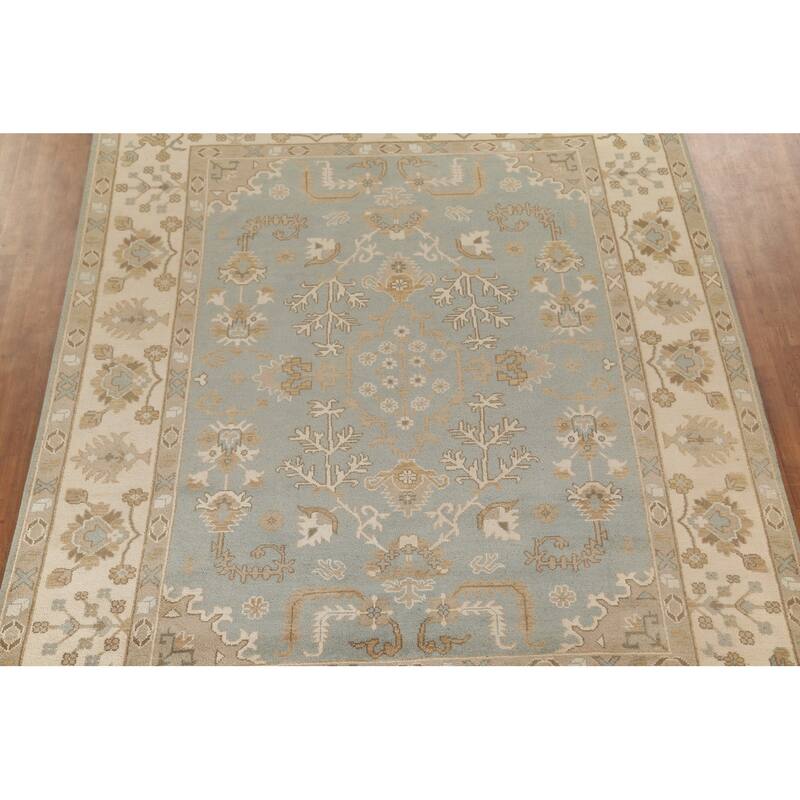 Earth Tone Oushak Indian Area Rug Handmade Wool Carpet - 9'3"x 11'10"