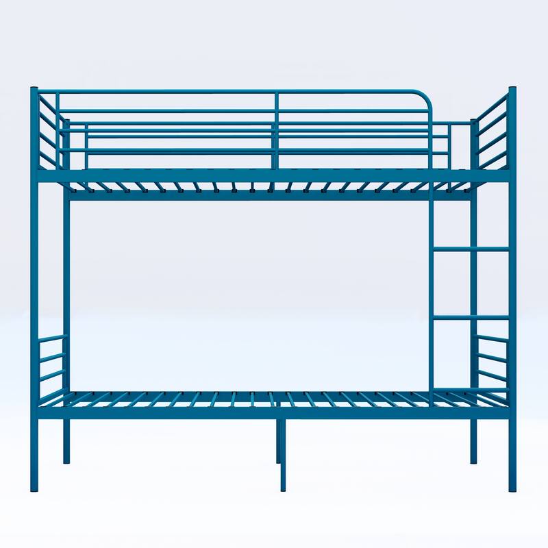 Bunk Bed with Ladder and high Guardrail, Able to Split, Metal Bunk Bed, Storage Space, Noise Free,Twin Over Twin Size