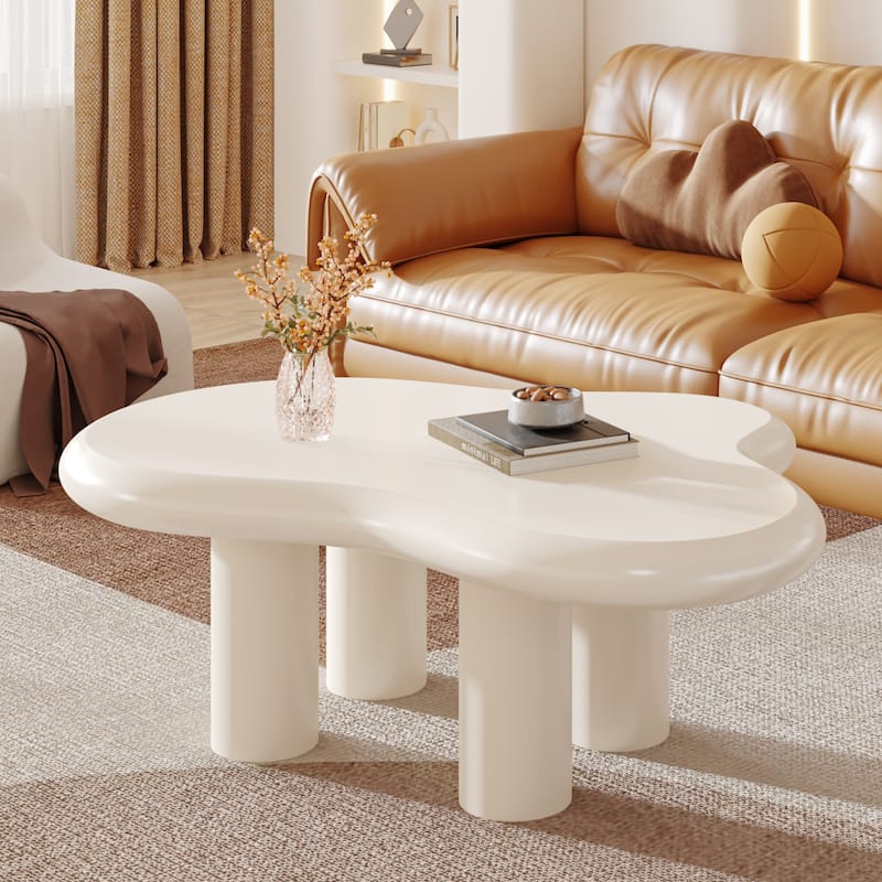 Cloud-Shaped Coffee Table, Cute Center Table with 4 Legs for Living Room