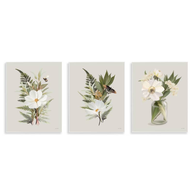 Stupell Country Magnolia Bundles Wall Plaque Art Design By House Fenway (Set of 3) - 11 x 14