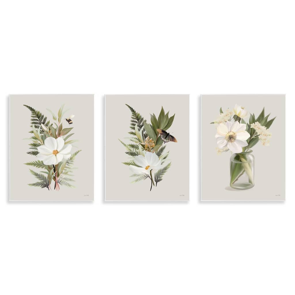 Stupell Country Magnolia Bundles Wall Plaque Art Design By House Fenway (Set of 3)