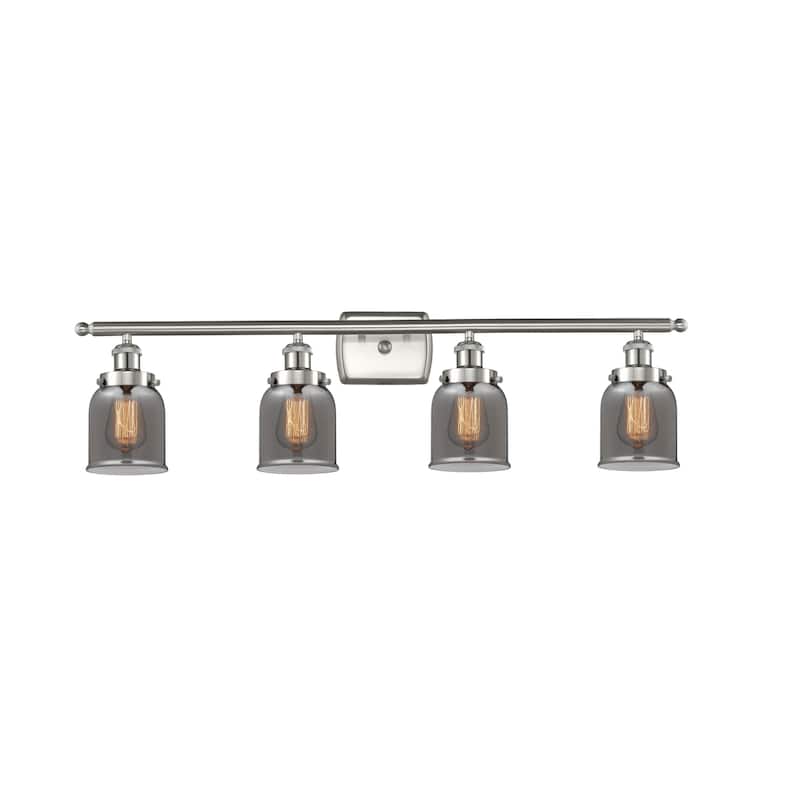 Innovations Lighting 916-4W-12-36 Bell Vanity Bell 4 Light 36" Wide - Brushed Satin Nickel / Plated Smoke
