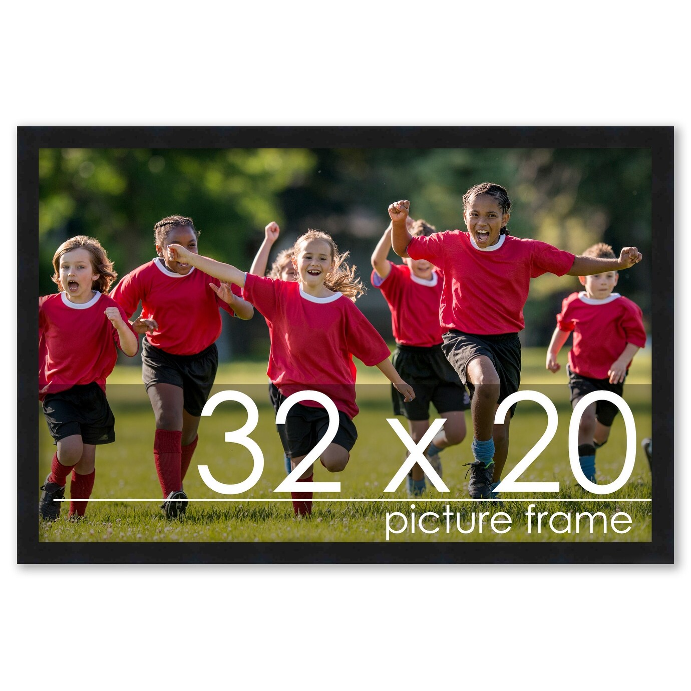 20x32 Contemporary Black Complete Wood Picture Frame with UV Acrylic, Foam Board Backing, & Hardware
