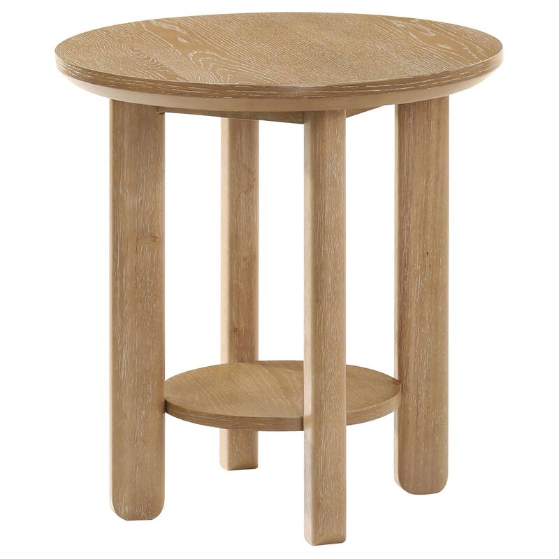 Ottowa 22-Inch Round Wood Side End Table with Shelf - 22" x 22" x 23.75"