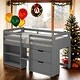 preview thumbnail 2 of 9, Wooden Twin Size Loft Bed with Built-in Drawers and Built-in Bookshelf and Chest For Home