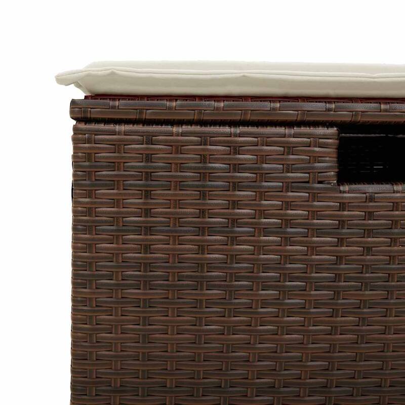 vidaXL Patio Sofa Set with Cushions Storage Stools 2 Piece Poly Rattan Acacia - 21.7 x 21.7 x 14.6