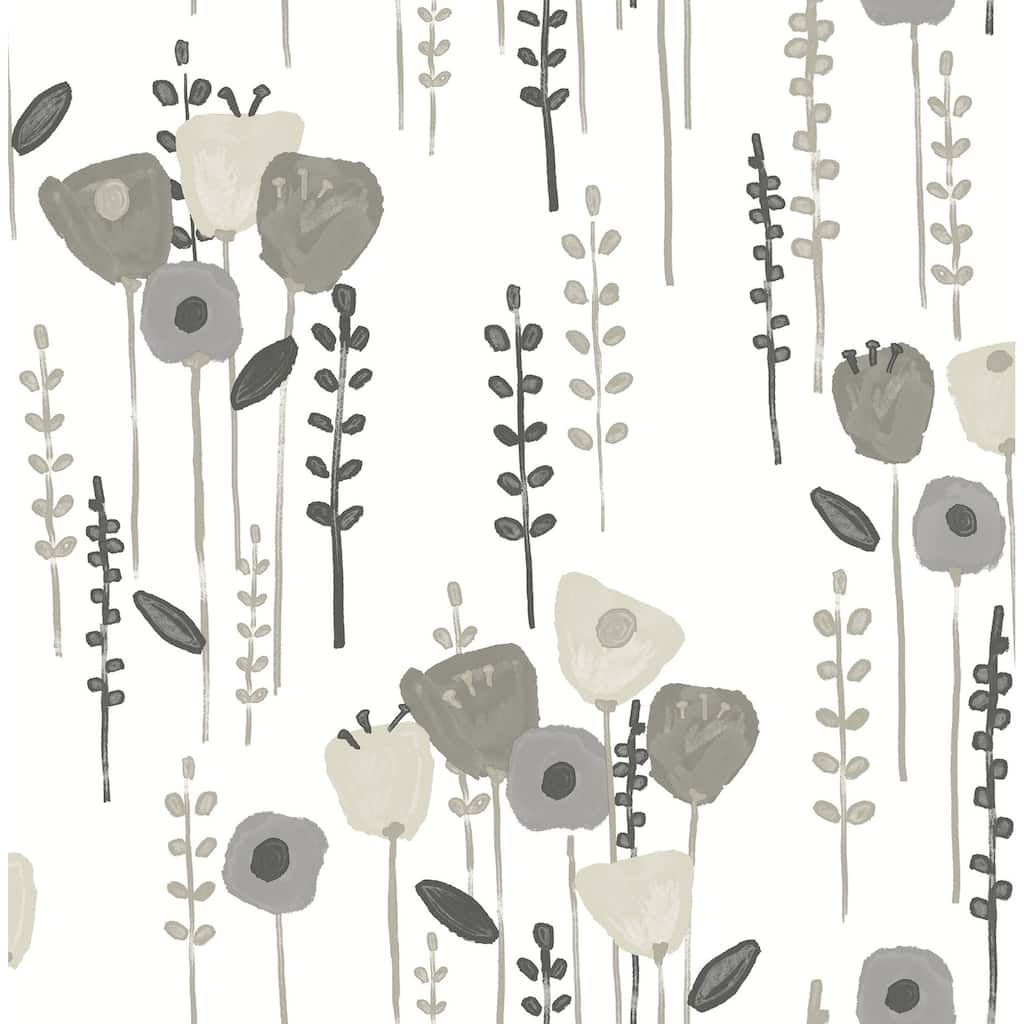 A-Street Prints Mabel Grey Floral Field Wallpaper