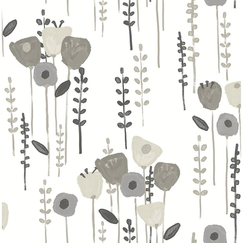 A-Street Prints Mabel Grey Floral Field Wallpaper