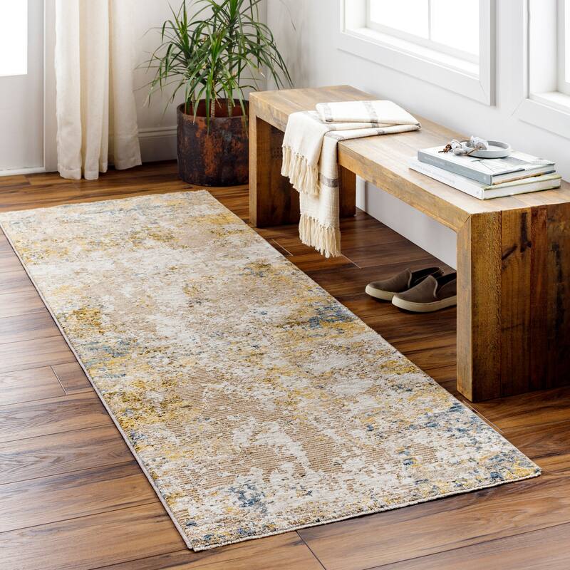 Livabliss Modern & Contemporary Reina Abstract Area Rug - 2'7" x 10' - Taupe