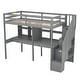 preview thumbnail 9 of 32, Twin Loft Bed with Storage Staircase, Double Desks, and Shelves, Grey