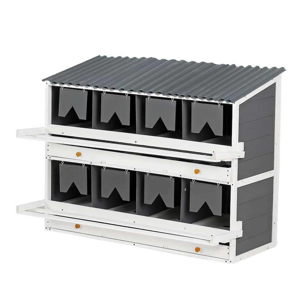 Roomfitters Wooden Chicken Nesting Box, 8 Compartments for Egg Laying with Rollout Collection, Chicken Coop for Hens