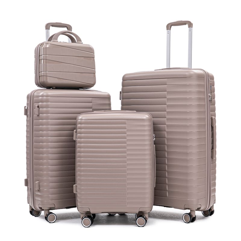 14IN 20IN 24IN 28IN 4 pcs/set in PP Spinner Wheel Luggage, Carry on Suitcase, Iron Pull Rod, Combination Password Lock - Champagne