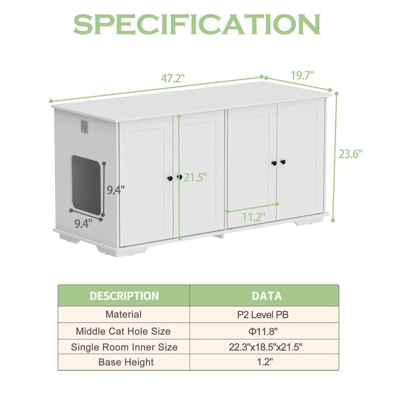Elegant Dual-Cat Washroom Furniture Magnetic Door and Ventilation Hole