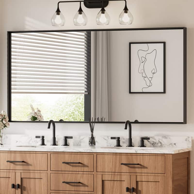 Keonjinn Aluminum Framed Wall Mount Bathroom Vanity Mirror