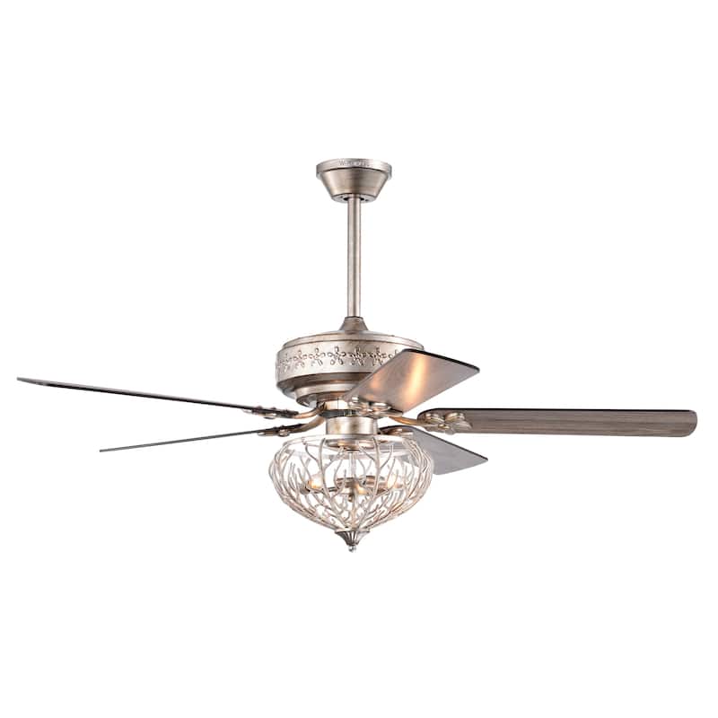Kannon 52 Inch Ceiling Fan Antique Silver Finish Shabby Chic Style with Remote