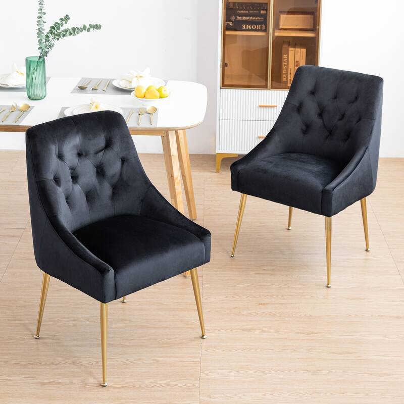 XINMICS Mid-Century Modern Velvet Dining Chair, Upholstered Parsons Chair, Set of 2