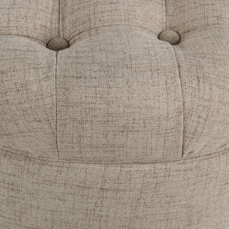 Copper Grove Lamentin Light Tan Tufted Round Storage Ottoman
